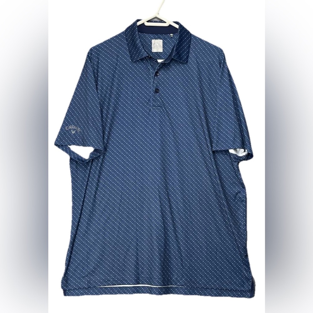 Callaway Opti•Dri‎ Geometric Polo Shirt Mens L Blue Golf Performance Stretch